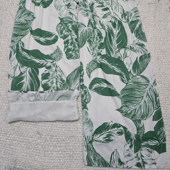 INA Tropical Print Jumpsuit Green Palm Leaf Tie Front Wide Leg Size Medium - Picture 14 of 16